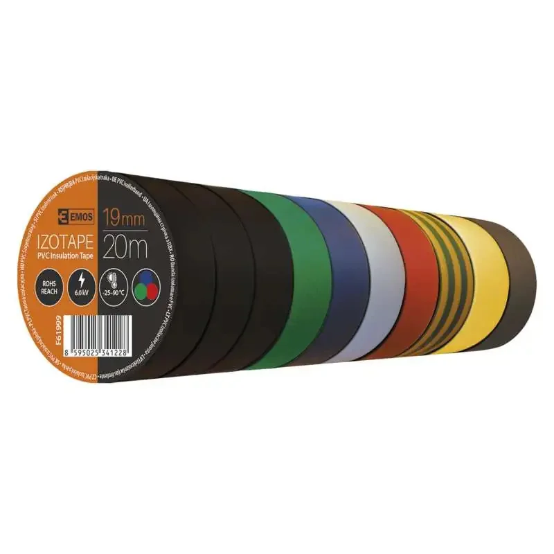 Izolačná páska PVC 19 mm / 20 m mix farieb, 10 ks - 2001192099