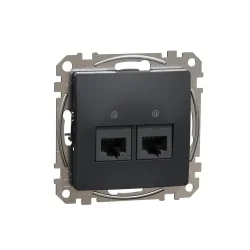 Dátová zásuvka 2xRJ45 kat. 5e UTP, Sedna D/E, antracit SDD114452 - SDD114452