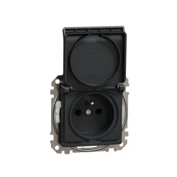 Zásuvka, Sedna D/E, 230V, 16A, IP44, bezskrutková, antracit SDD214014 - SDD214014
