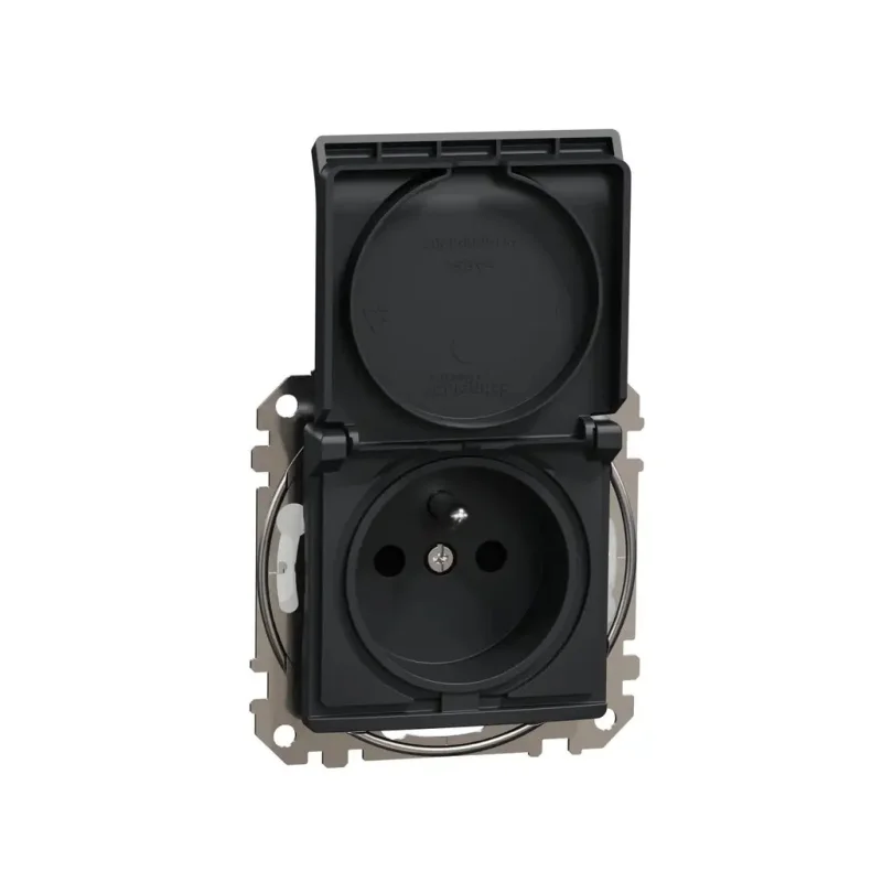 Zásuvka, Sedna D/E, 230V, 16A, IP44, bezskrutková, antracit SDD214014 - SDD214014