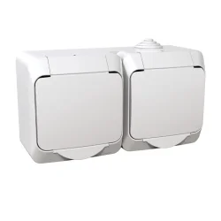 Zásuvka 2x2P+PE, Cedar Plus, 16A, clonky, IP44, Biela WDE000522 - WDE000522