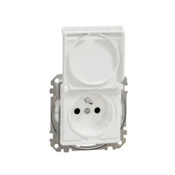 Zásuvka, Sedna D/E, 230V, 16A, IP44, bezskrutková, Biela SDD211014 - SDD211014