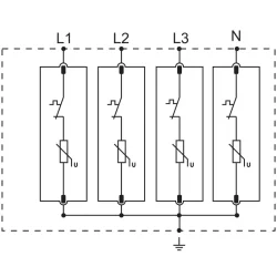 Zvodič prepätia AC, typ T1+T2 vyberateľné moduly - ESPD1+2-12.5-4P