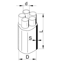 Päťvývodová rozdeľovacia hlava na 1 kV-ové 5-žilové káble - VE55524 Päťvývodová rozdeľovacia hlava na 1 kV-ové 5-žilové káble - VE55524