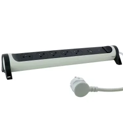 PREDLŽOVAČKA PRÉMIUM 5X2P+T PREPÄŤOVÁ OCHRANA USB A+C 1,5MM2 1,5M KÁBEL BIELA/TMAVOSIVÁ - 049420