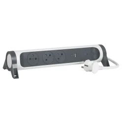 PREDLŽOVAČKA PRÉMIUM 3X2P+T PREPÄŤOVÁ OCHRANA USB A+C 1,5MM2 1,5M KÁBEL BIELA/TMAVOSIVÁ - 049416