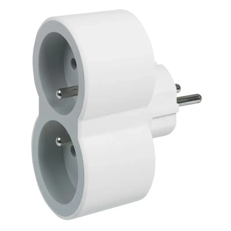 ADAPTÉR ČELNÝ 2X2P+T BIELA/SVETLOSIVÁ - 049431