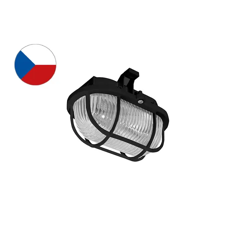 OVAL PLAST nástenné svietidlo 60W | čierna, priehľadná