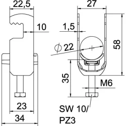 Strmeňová príchytka 2056 16-22mm Oceľ žiarovo zinkované ponorením - 1187614