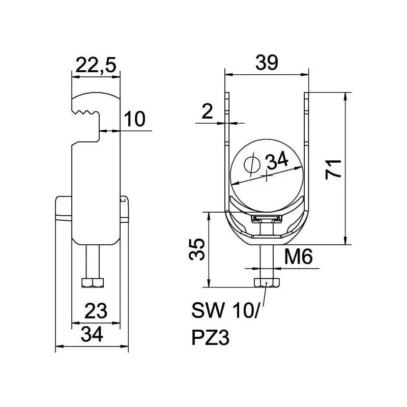 Strmeňová príchytka 2056 28-34mm Oceľ žiarovo zinkované ponorením - 1187626
