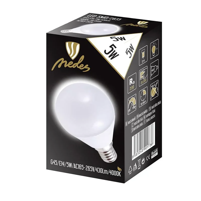 ZLS822 - LED žiarovka 5W - G45 / E14 / SMD / 4000K - ZLS822
