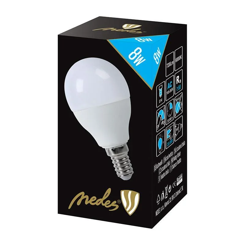 ZLS804 - LED žiarovka 8W - G45 / E14 / SMD / 6500K - ZLS804