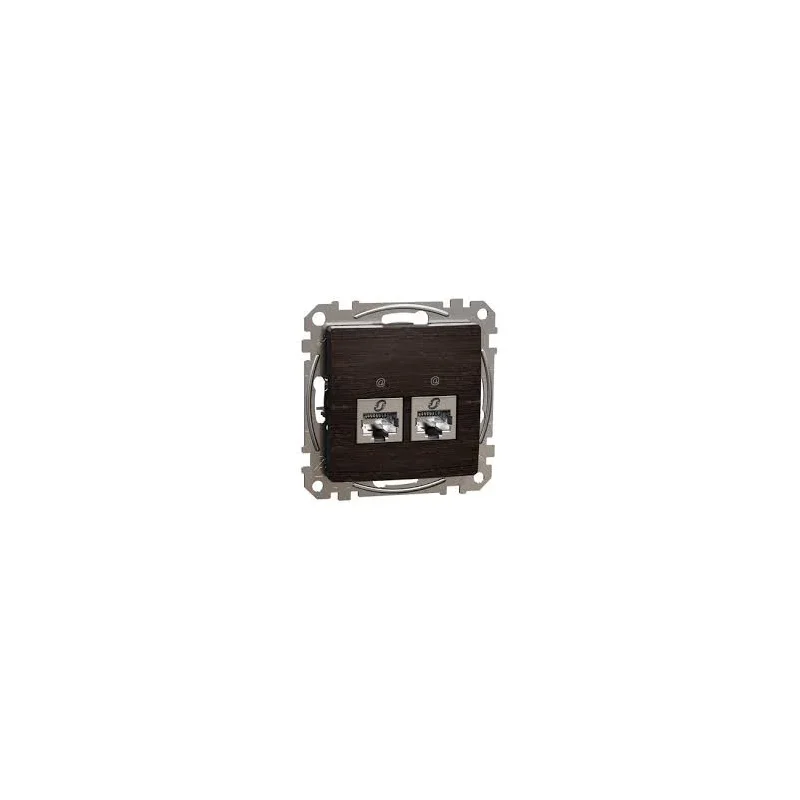 Dátová zásuvka 2xRJ45 kat. 6a STP, Sedna D/E, wenge SDD181467S - SDD181467S