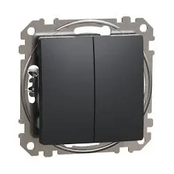 Tlačidlo dvojité 1/0+1/0, Sedna D/E, antracit SDD114118 - SDD114118
