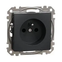 Zásuvka, Sedna D/E, 230V, 16A, bezskrutková, clonky, antracit SDD114012 - SDD114012