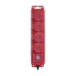 Gumový predlžovací kábel - 4 zásuvky, 5 m, 1,5 mm2, IP44 - 1902340501