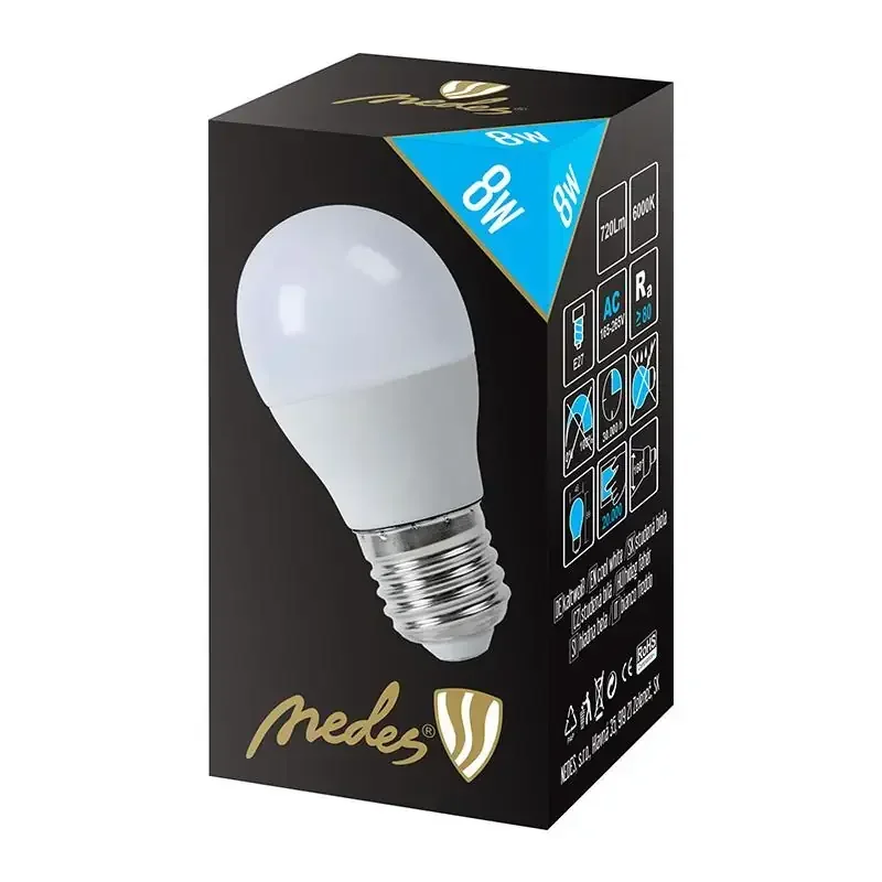ZLS809 - LED žiarovka 8W - G45 / E27 / SMD / 6500K - ZLS809