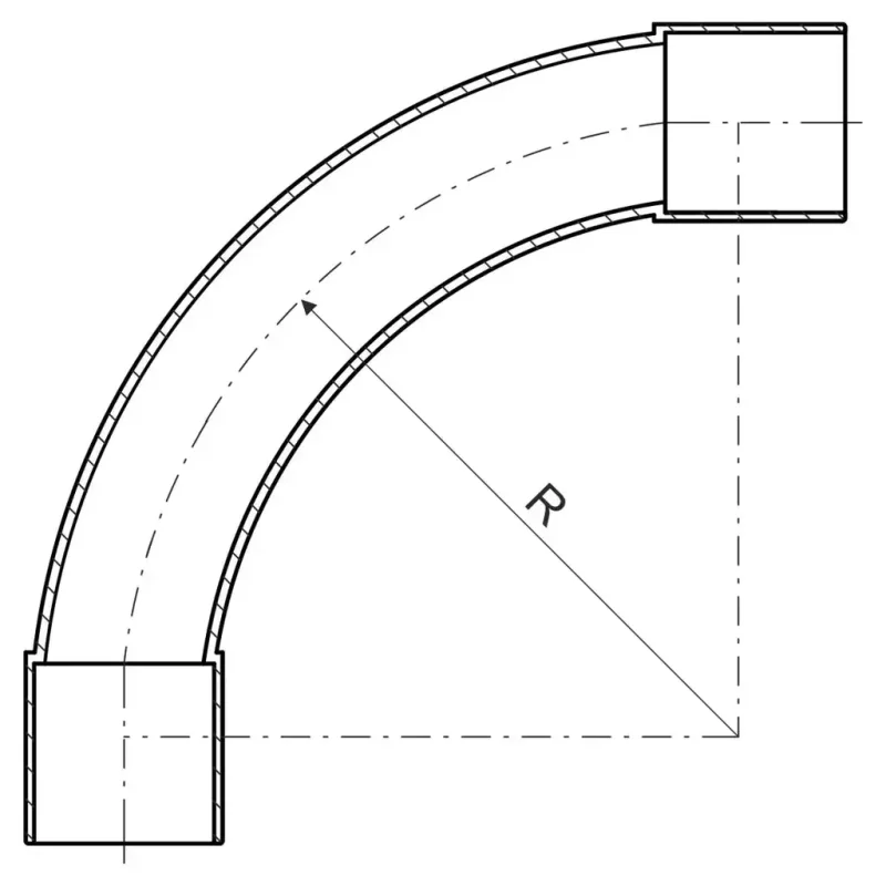 Koleno 90° pre tuhé elektroinštalačné rúrky PVC pr. 32 mm, svetlosivé. - 4132_KB