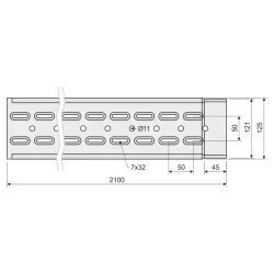 Káblový žľab 100x125x0,70 sendzimir, dierovaný - NKZI 100X125X0.70_S