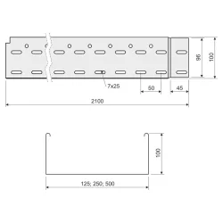Káblový žľab 100x250x0,70 sendzimir, dierovaný - NKZI 100X250X0.70_S