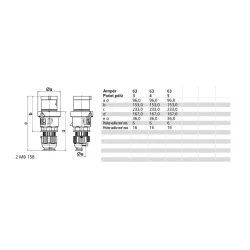 Vidlica 63A 5p 400V IP44 6h - 2155