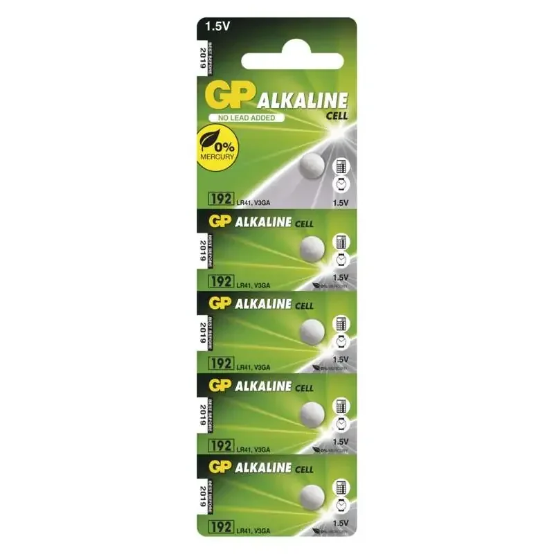Alkalická gombíková batéria GP LR41 (192F), 5 ks - 1041019205