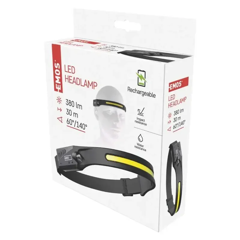 Dobíjacia čelovka COB LED P3541, 380 lm, Li-Pol 1200 mAh - 1441292150