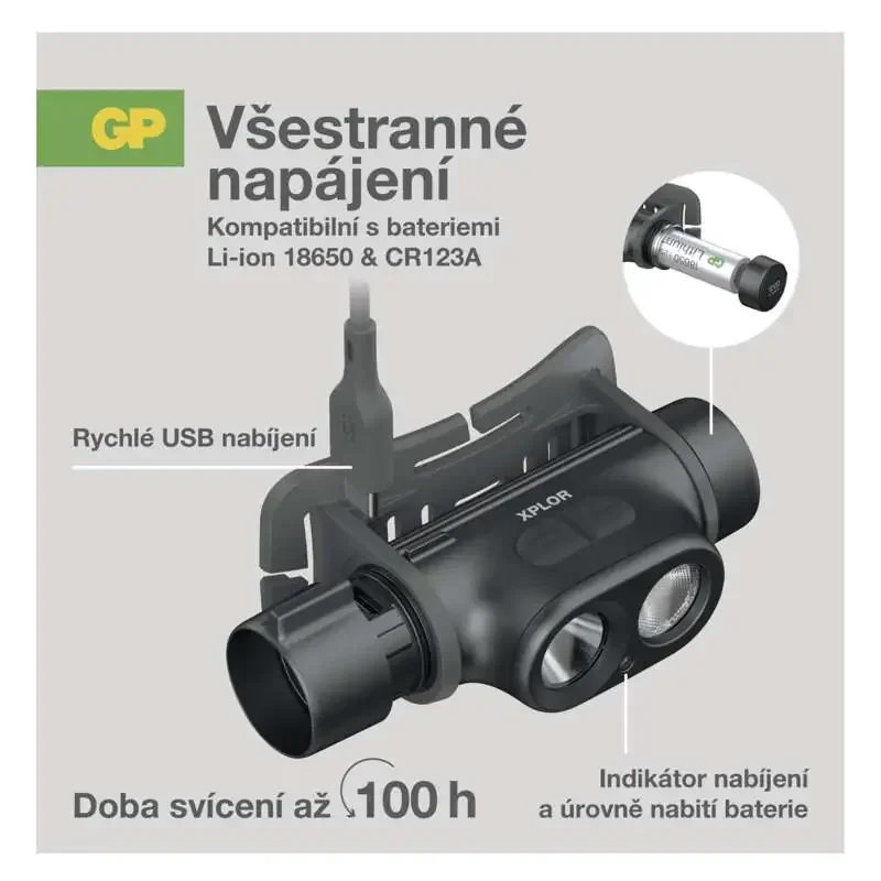 Dobíjacia LED čelovka GP Xplor PHR19, 1200 lm - 1451701900