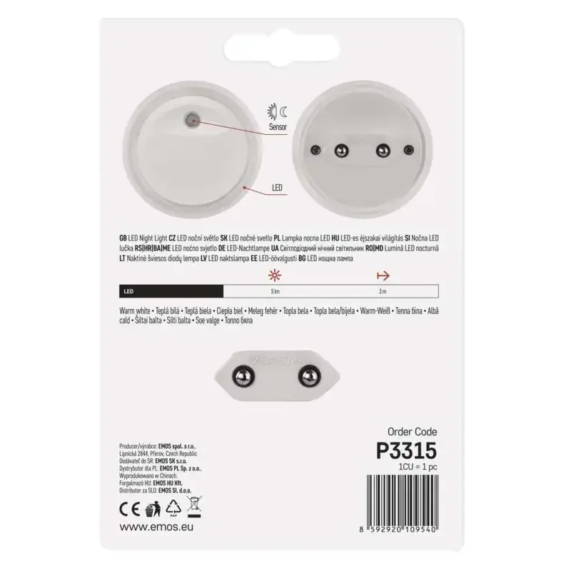 Nočné svetlo LED P3315 s fotosenzorom do zásuvky - 1456000120