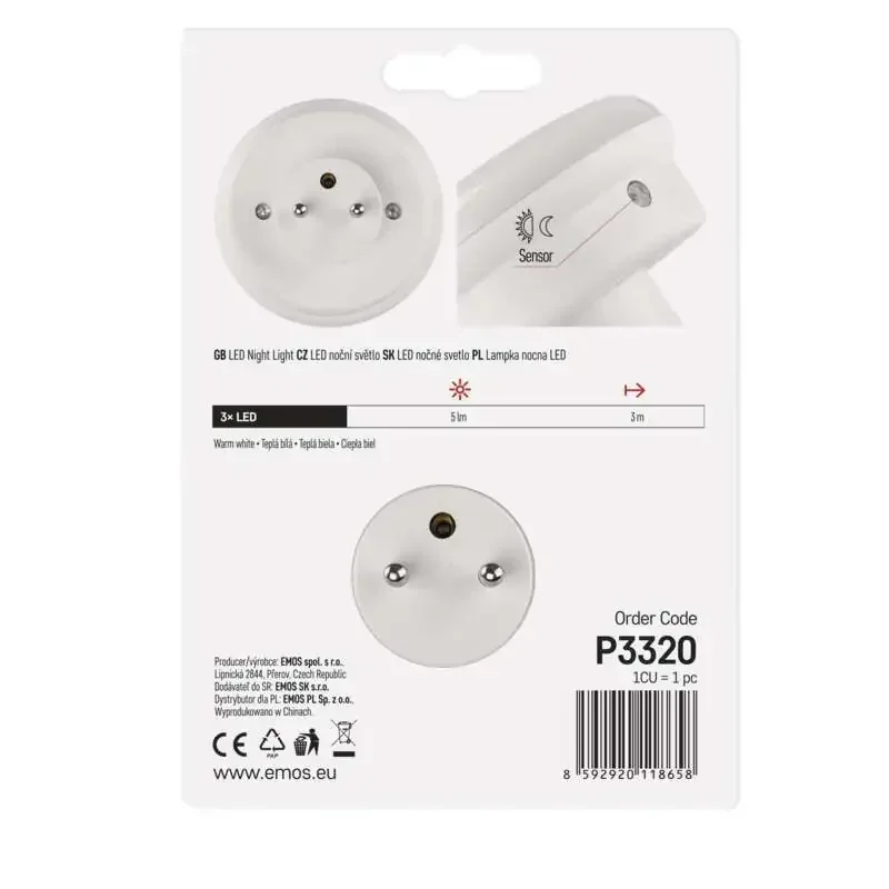 Nočné svetlo LED P3320 s fotosenzorom do zásuvky - 1456000170