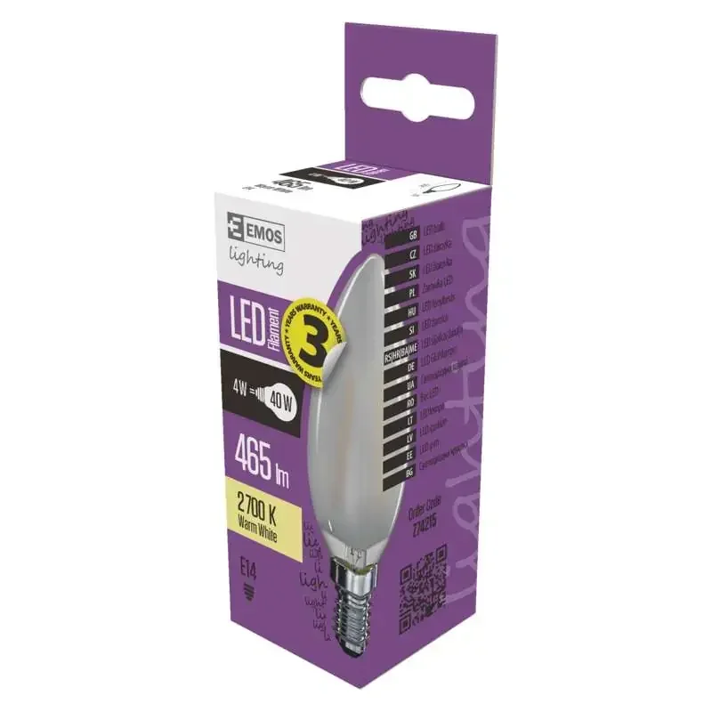 LED žiarovka Filament Candle Frosted 4W E14 Warm White - 1525281205