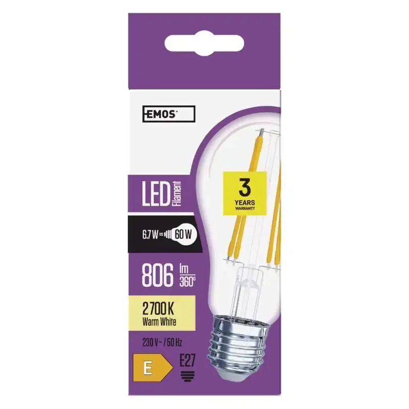LED žiarovka A60 6,7W E27 teplá biela - 1525283230
