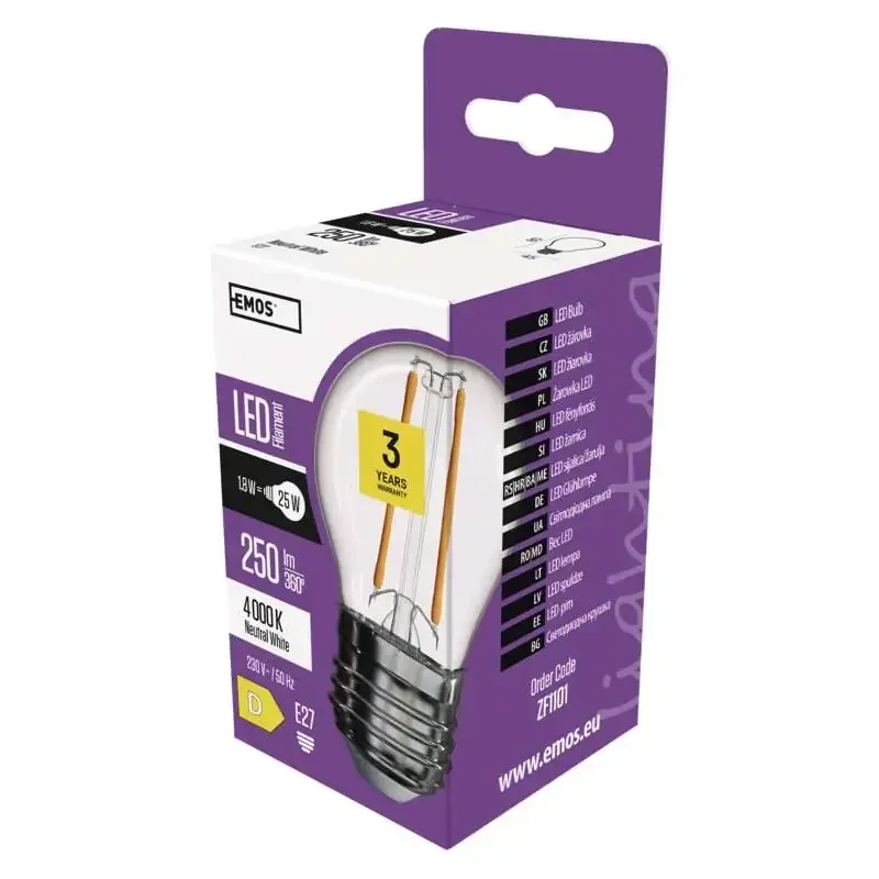 Žiarovka LED Filament Mini Globe 1,8W E27 Neutrálna biela - 1525283407