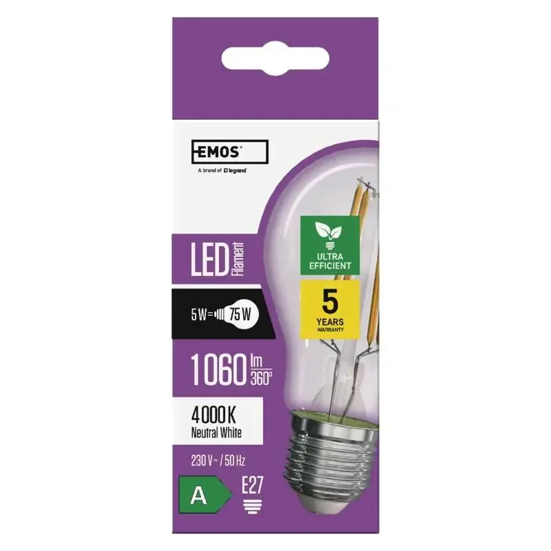 LED žiarovka triedy A 5W E27 neutrálnej bielej farby - 1525283412