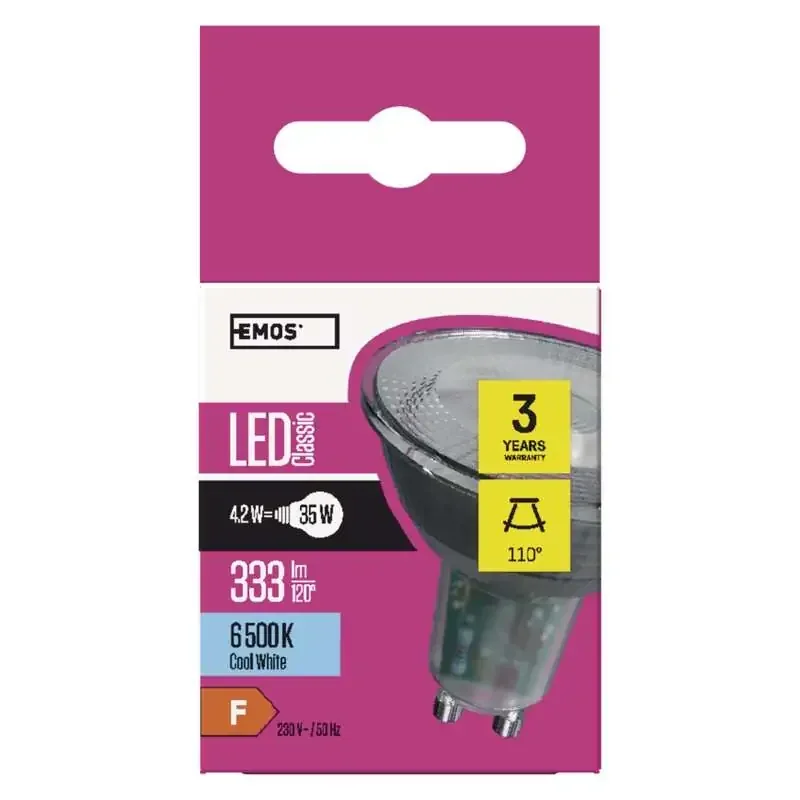 LED žiarovka Classic MR16 4,2W GU10 studená biela - 1525730104
