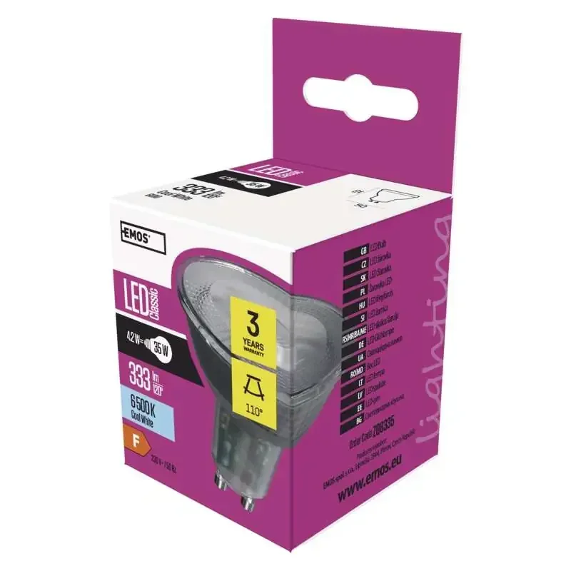 LED žiarovka Classic MR16 4,2W GU10 studená biela - 1525730104