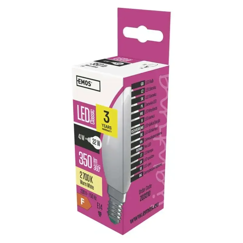 Klasická sviečka 4,1W E14 LED žiarovka teplá biela - 1525731200 Klasická sviečka 4,1W E14 LED žiarovka teplá biela - 1525731200