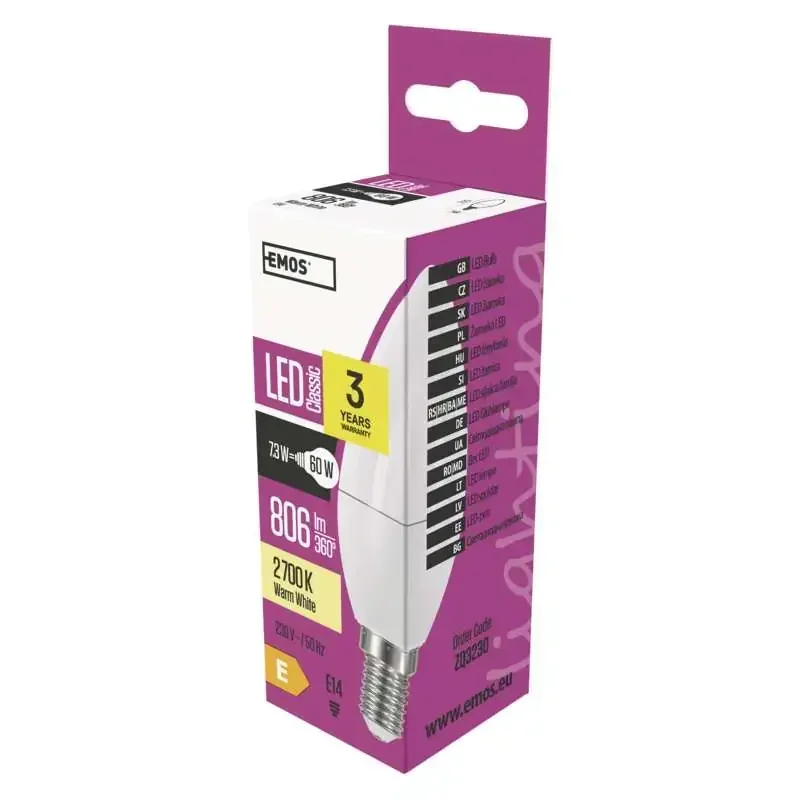 Klasická sviečka 7,3W E14 teplá biela LED žiarovka - 1525731212