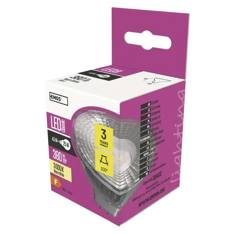 LED žiarovka Classic MR16 4,5W GU5,3 teplá biela - 1525732200