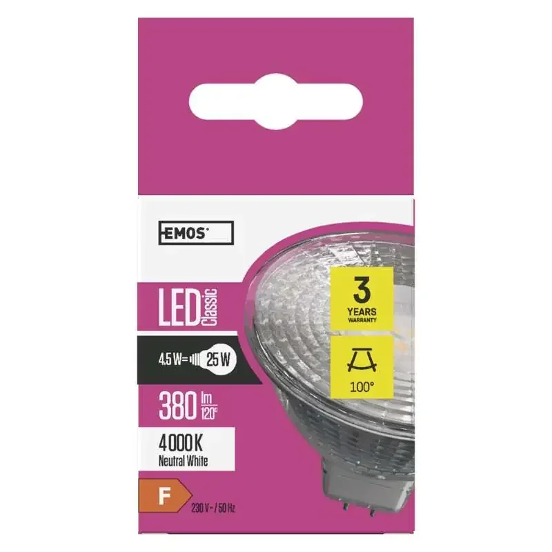 LED žiarovka Classic MR16 4,5W GU5,3 neutrálna biela - 1525732400