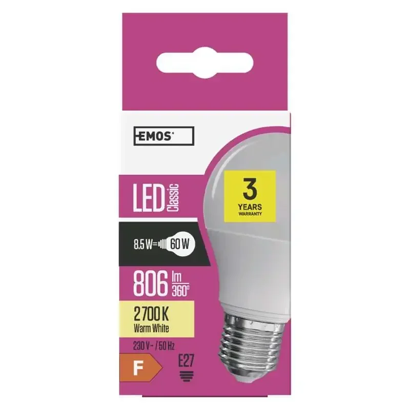 LED žiarovka Classic A60 8,5W E27 teplá biela - 1525733201