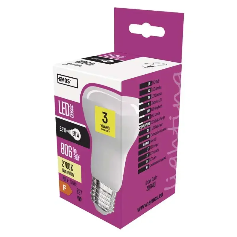 LED žiarovka Classic R63 8,8W E27 teplá biela - 1525733211