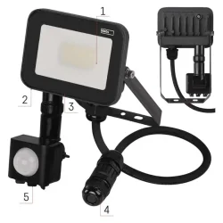 INOVO LED reflektor so senzorom pohybu, 20 W, sivý, neutrálna biela - 1531242722