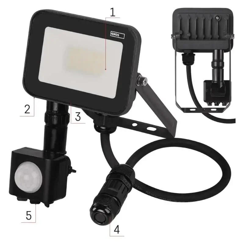 INOVO LED reflektor so senzorom pohybu, 20 W, sivý, neutrálna biela - 1531242722