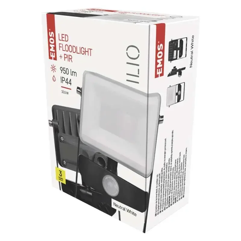 ILIO LED reflektor so senzorom pohybu, 10,5 W, čierny, neutrálna biela - 1531252910