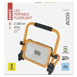 ACCO LED reflektor, dobíjací, prenosný, 20 W, žltý, studená biela - 1531282200