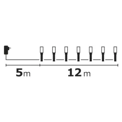 Vianočná reťaz LED pulzujúca, 12 m, jantárová/červená, časovač - 1534190800