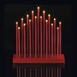 Červený LED svietnik, 3x AA, teplá biela, časovač - 1534210900