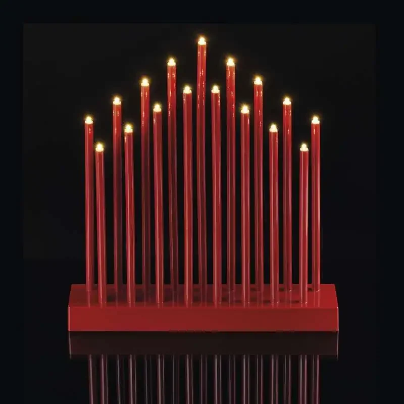 Červený LED svietnik, 3x AA, teplá biela, časovač - 1534210900