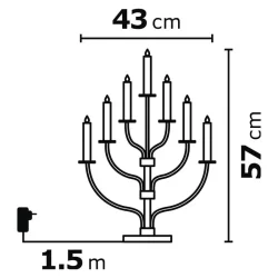 Čierny LED svietnik, 43x57cm, vnútorný, teplá biela - 1534221200 Čierny LED svietnik, 43x57cm, vnútorný, teplá biela - 1534221200